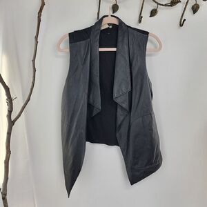 Dkny waterfall open front leather vest.